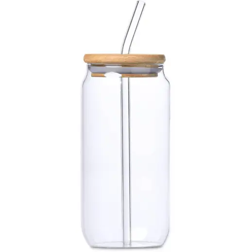 Okiyo Natsu Glass & Bamboo Tumbler & Straw Side
